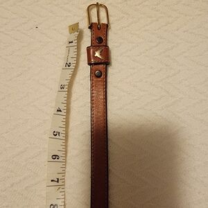 Women's Brown Leather Belt with Gold Buckle And Butterfly Accent